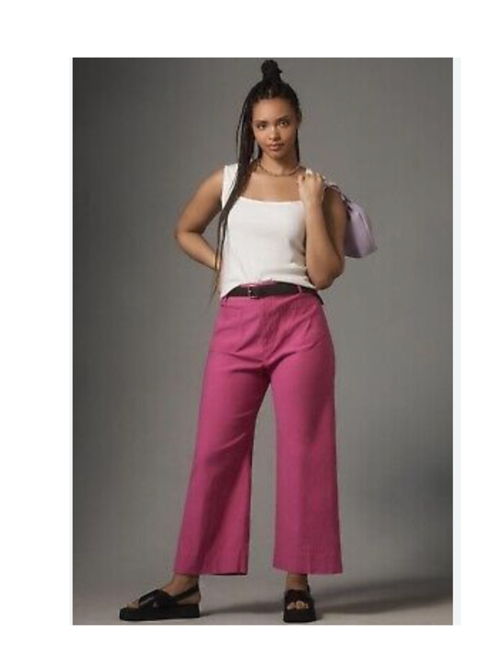 Maeve Wide-Leg Crop Colette Pants in Bright Magenta